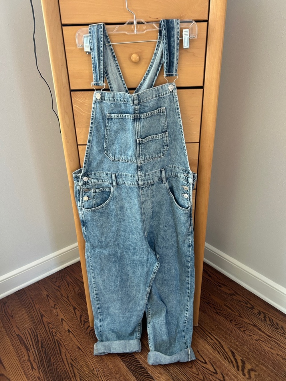 We The Free Light Wash Blue Denim Overalls, NWOT, Large